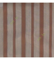 Brown color vertical pencil stripes net finished vertical and horizontal thread crossing checks poly sheer curtain